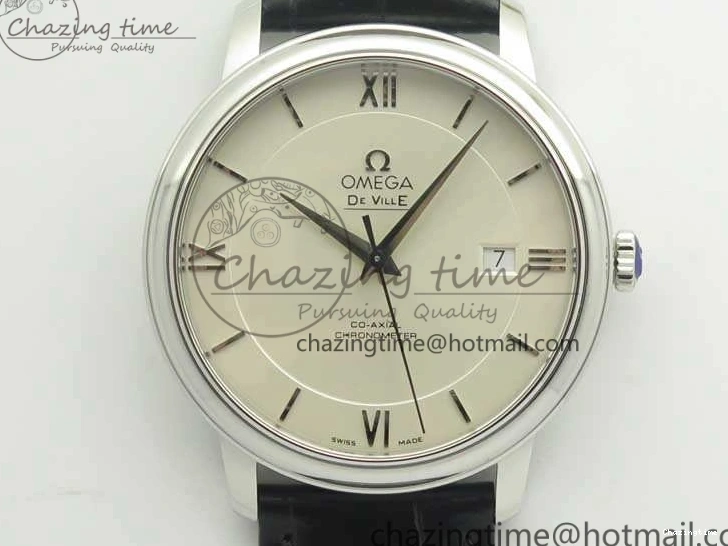 0413 FashionForward De Ville SS MK 1:1 Best Edition White Dial SS Markers On Leather Strap Miyota 9015 V 8077